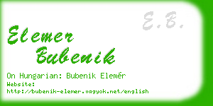 elemer bubenik business card
